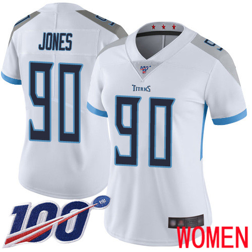 Tennessee Titans Limited White Women DaQuan Jones Road Jersey NFL Football 90 100th Season Vapor Untouchable